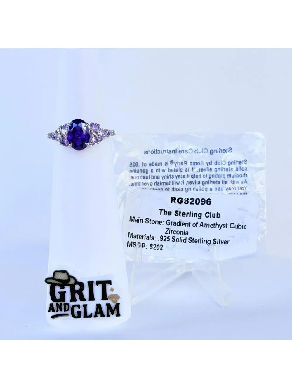 Bomb Party Sterling Club Ring Sz 8 Gradient of Amethyst on .925 Sterling Silver